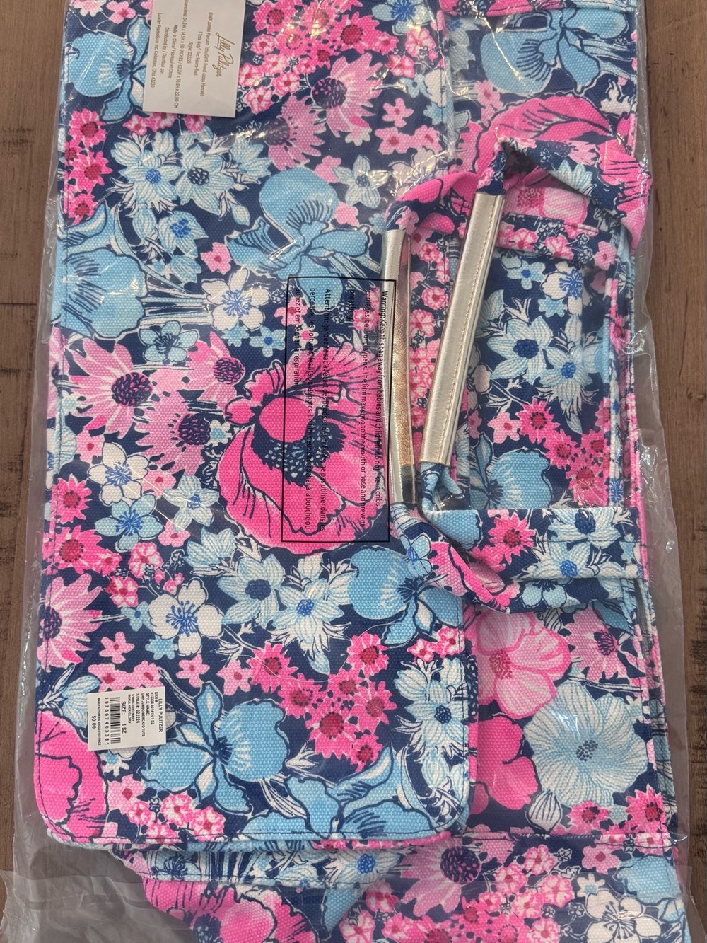 Lilly Pulitzer Blue Pink Floral Travel Tote